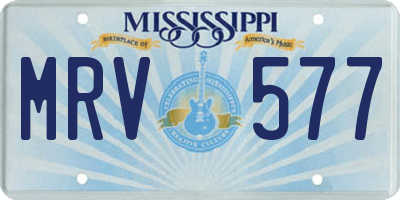 MS license plate MRV577