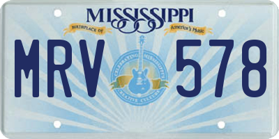 MS license plate MRV578