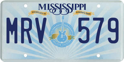 MS license plate MRV579