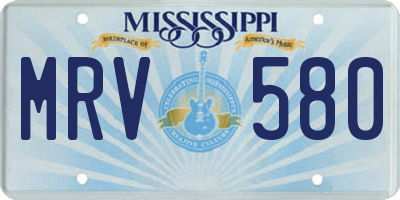 MS license plate MRV580