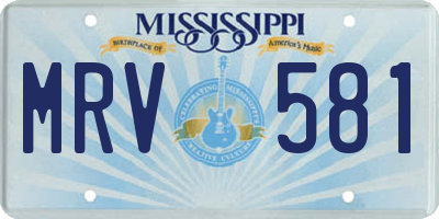 MS license plate MRV581