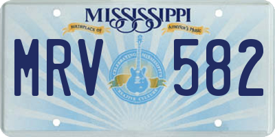 MS license plate MRV582