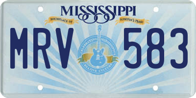 MS license plate MRV583