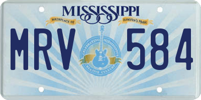 MS license plate MRV584