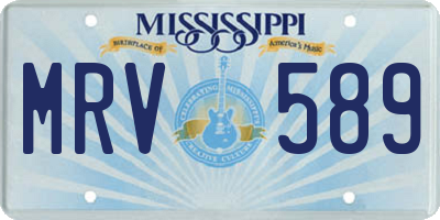 MS license plate MRV589