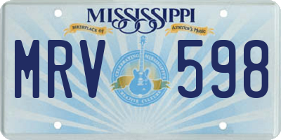MS license plate MRV598