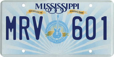 MS license plate MRV601