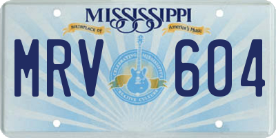 MS license plate MRV604