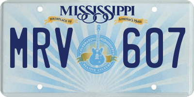 MS license plate MRV607