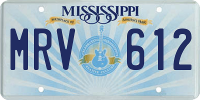 MS license plate MRV612