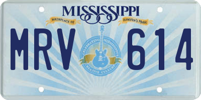 MS license plate MRV614