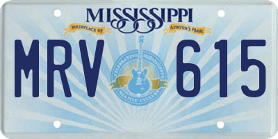 MS license plate MRV615