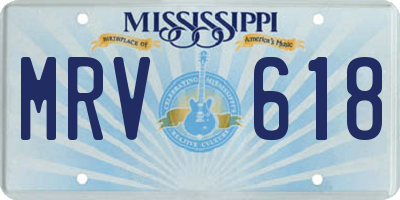 MS license plate MRV618
