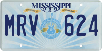 MS license plate MRV624