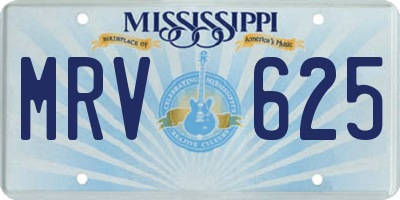 MS license plate MRV625