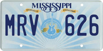 MS license plate MRV626