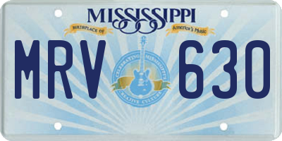 MS license plate MRV630