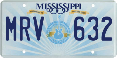 MS license plate MRV632