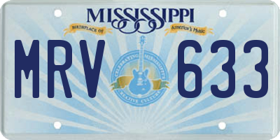 MS license plate MRV633