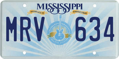 MS license plate MRV634