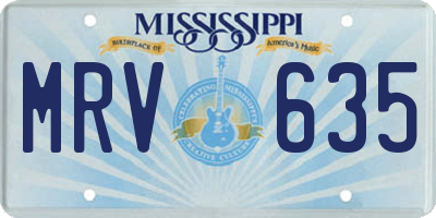 MS license plate MRV635