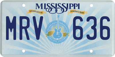 MS license plate MRV636