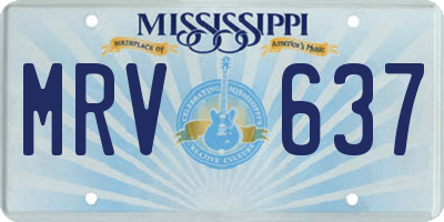 MS license plate MRV637