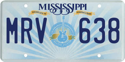 MS license plate MRV638