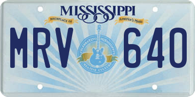 MS license plate MRV640