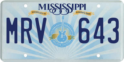 MS license plate MRV643