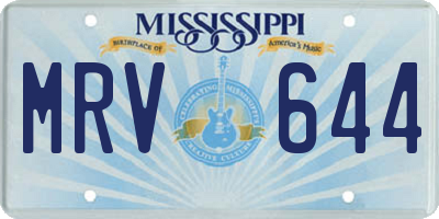 MS license plate MRV644