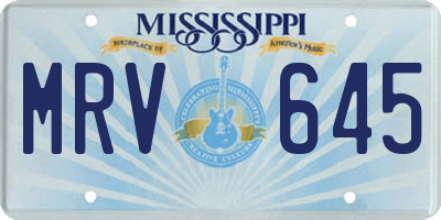 MS license plate MRV645