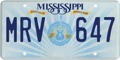 MS license plate MRV647