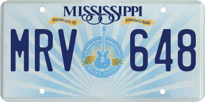 MS license plate MRV648