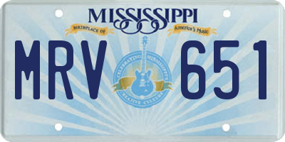 MS license plate MRV651