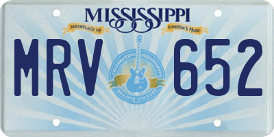 MS license plate MRV652