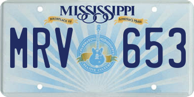 MS license plate MRV653