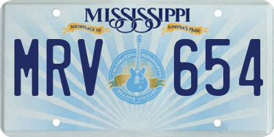 MS license plate MRV654