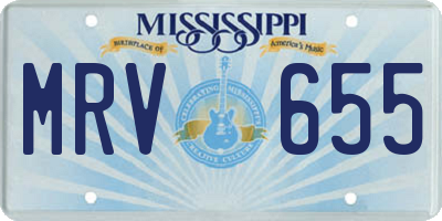 MS license plate MRV655