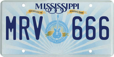MS license plate MRV666