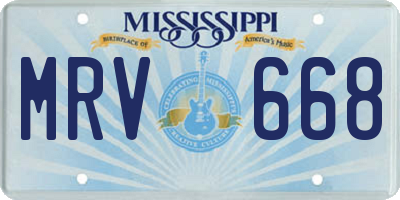 MS license plate MRV668