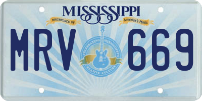 MS license plate MRV669