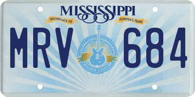 MS license plate MRV684