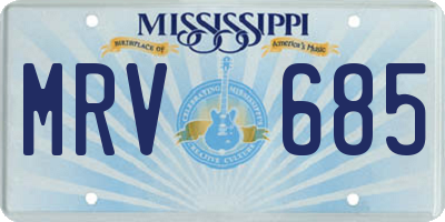 MS license plate MRV685
