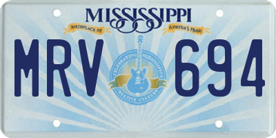 MS license plate MRV694