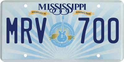 MS license plate MRV700