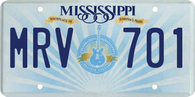 MS license plate MRV701