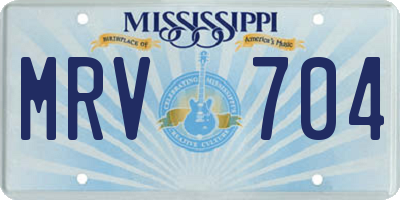 MS license plate MRV704