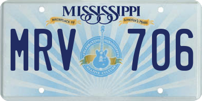 MS license plate MRV706