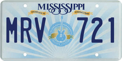 MS license plate MRV721